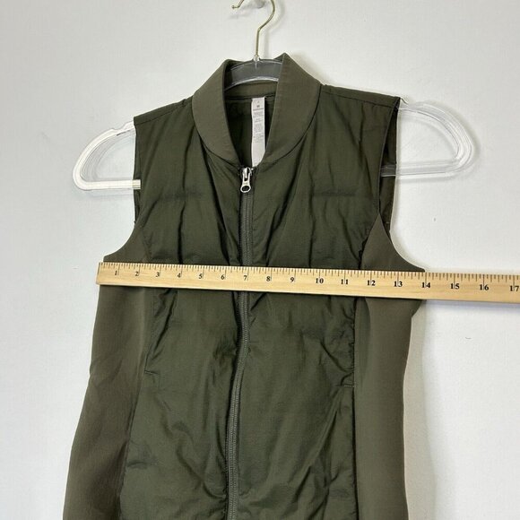 Lululemon Down and Around Puffer Vest Womens Size 2 Olive Green Goose Down - Picture 5 of 12